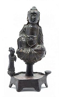 * A Bronze Figural Group Height 11 1/2 inches.