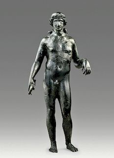 Roman Bronze Apollo w/ Silver Eyes & Nipples