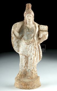 Greek Tanagra Terracotta Polychrome Standing Figure