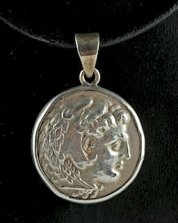 Alexander the Great Silver Tetradrachm Coin Pendant