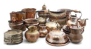 A Collection of Copper Serving Articles, Height of tallest 7 1/2 inches.