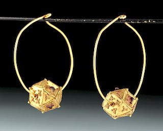 Roman / Byzantine 22K+ Gold & Garnet Earrings 10.4 g