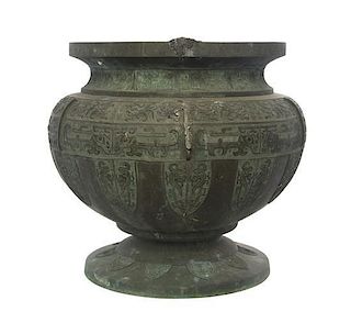 * A Massive Bronze Archaistic Vessel Height 22 x width 25 inches.