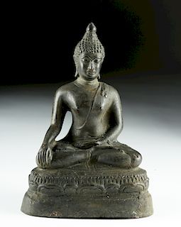 Late 18th C. Thai Brass Seated Buddha