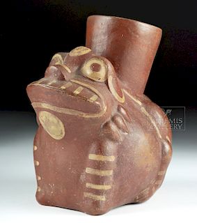 Moche Bi-chrome Pottery Frog Vessel