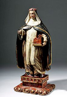 18th C. Spanish Colonial Wood Santo - Rose of Lima