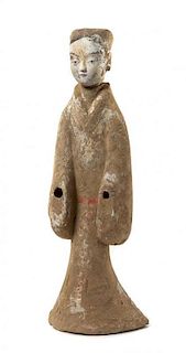 A Pottery Tomb Figure Height 31 inches.