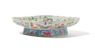 A Famille Rose Porcelain Dish Width 14 1/4 inches.