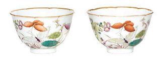 A Pair of Famille Rose Porcelain Tea Cups Diameter 4 inches (each).