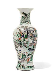 A Famille Verte Porcelain Vase Height 24 inches.
