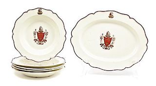 A Group of Scottish Armorial Table Articles, Length of platter 13 7/8 inches.