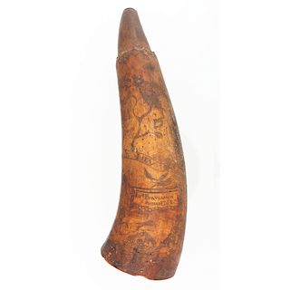 Early Engraved Philadelphia Powder Horn by Pointed Tree Carver