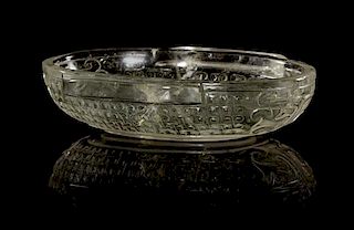 * A Carved Rock Crystal Coupe Width 3 7/8 inches.