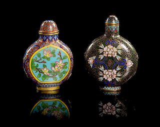 * Two Cloisonne Enamel Snuff Bottles Height of tallest 2 3/4 inches.