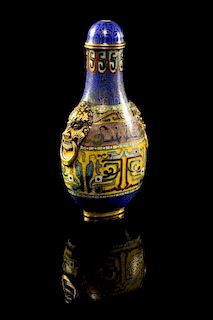 A Cloisonne Enamel Snuff Bottle Height 3 1/4 inches.