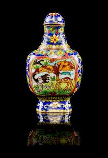 * A Cloisonne Enamel Snuff Bottle Height overall 3 7/8 inches.