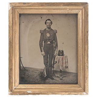 Full Plate, Framed Ambrotype of an Armed Militia Officer