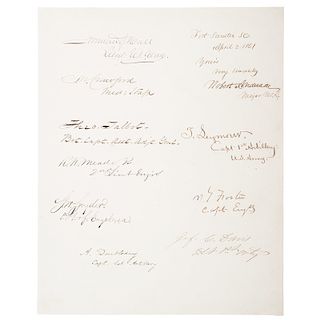 Fort Sumter Union Officers Autograph Page, April 2, 1861