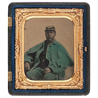 Civil War Sixth Plate Tintype of a US Colored Troops Soldier