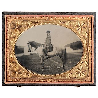 Quarter Plate Tintype of Robert E. Lee on Traveller, by A.H. Plecker, 1866