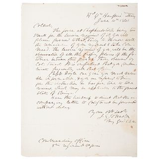 Confederate General J.E. Johnston, ALS Written From Harper's Ferry, June 10, 1861