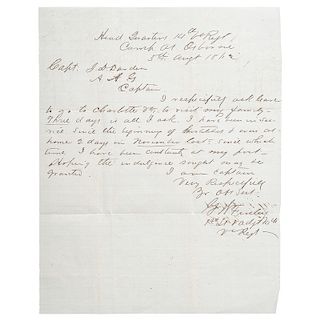 Two War-Date Letters from First Lieutenant George Finley, One with Signature of CSA General Lewis Armistead