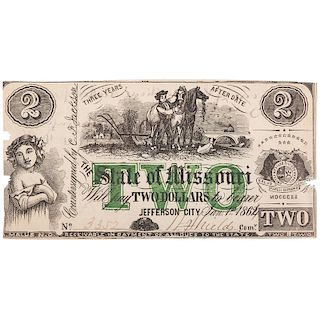Confederate General M. Jeff Thompson Missouri Bank Note