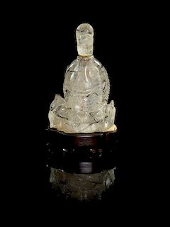 * A Carved Hair Quartz Snuff Bottle Height 3 5/8 inches.