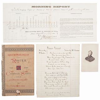 Collection of Johnson's Island Ephemera, Incl. Scarce "Roster of the Dead"