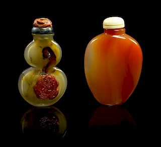 * Two Agate Snuff Bottles Height of tallest 2 3/4 inches.