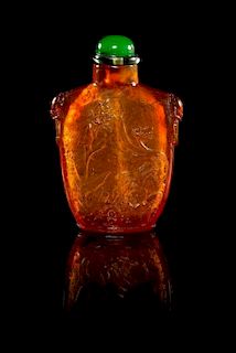 An Amber Snuff Bottle Height 2 3/4 inches.