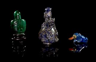 * Three Snuff Bottles Height of tallest 3 1/8 inches.