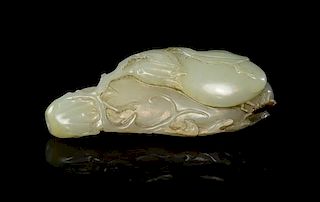 A Carved Jade Snuff Bottle Height 3 7/8 inches.