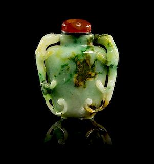 A Jadeite Snuff Bottle Height 2 3/4 inches.