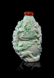 A Jadeite Snuff Bottle Height 4 inches.