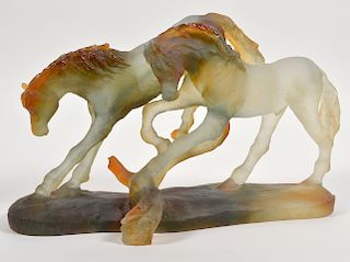 Large Daum Crystal 'Love Horses' Limited Edition