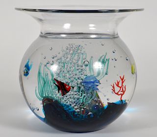 Elio Raffaeli Murano Glass Aquarium Fish Bowl