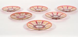 Six (6) Antique Baccarat Empire Ruby Small Plates