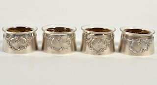4 Austrian Silver Salts W/ Glass Liners