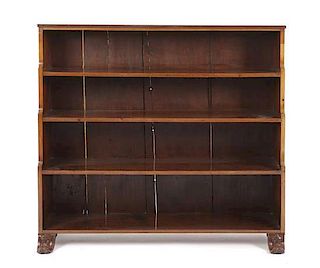 A Regency Mahogany Open Bookshelf, Height 39 1/4 x width 42 7/8 x depth 12 1/4 inches.