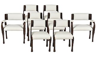 Set of 8 Paul Evans Sculptured Bronze Chairs