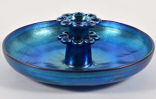 Tiffany Blue Favrile Flower Frog Bowl