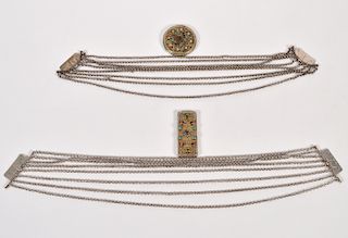 2 Austro Hungarian 19th C. Silver Necklaces