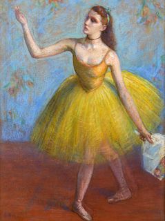 Louis Kronberg 'Ballerina in Yellow' Pastel