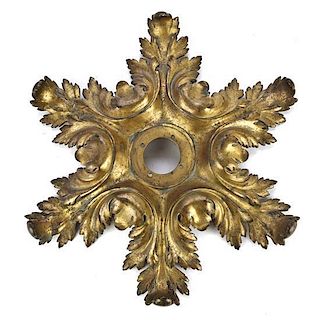 An English Bronze Ceiling Medallion, Length 16 1/2 x width 14 1/2 inches.