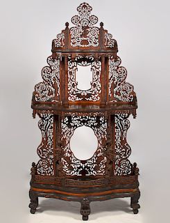 Chinese Hand Carved 3 Shelf Etagere