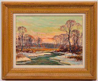 Wayne Morrell 'Winter Golden' Oil Painting
