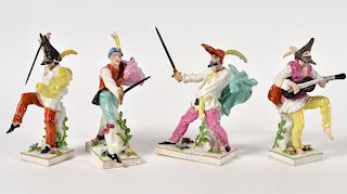 Four Meissen Commedia Dell'Arte Figures