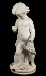 Italian Marble Sculpture Young Boy Signed Lapini