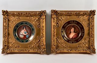 2 Royal Vienna Framed Porcelain Plates